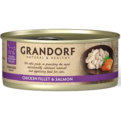 Grandorf Alimento Umido per Gatti Filetti di Pollo e Salmone 70 g Grandorf Alimento Umido per Gatti Filetti di Pollo e Salmone 70 g