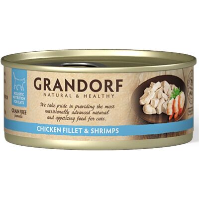 Grandorf Alimento Umido per Gatti Filetti di Pollo e Gamberetti 70 g Grandorf Alimento Umido per Gatti Filetti di Pollo e Gamberetti 70 g