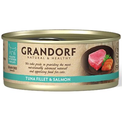 Grandorf Alimento Umido per Gatti Filetti di Tonno e Salmone 70 g Grandorf Alimento Umido per Gatti Filetti di Tonno e Salmone 70 g