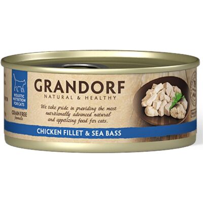 Grandorf Alimento Umido per Gatti Filetti di Pollo e Branzino 70 g Grandorf Alimento Umido per Gatti Filetti di Pollo e Branzino 70 g