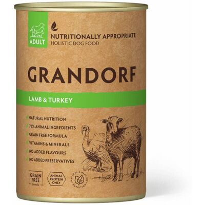 Grandorf Adult Agnello e Tacchino Alimento Umido Completo per Cani Adulti 400 g Grandorf Adult Agnello e Tacchino Alimento Umido Completo per Cani Adulti 400 g