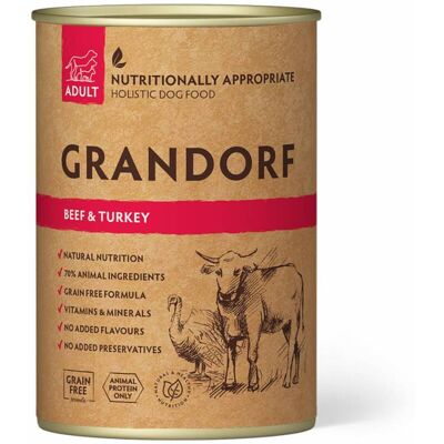 Grandorf Adult Manzo e Tacchino Alimento Umido Completo per Cani Adulti 400 g Grandorf Adult Manzo e Tacchino Alimento Umido Completo per Cani Adulti 400 g