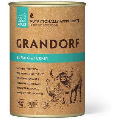 Grandorf Adult Bufalo e Tacchino Alimento Umido Completo per Cani Adulti 400 g Grandorf Adult Bufalo e Tacchino Alimento Umido Completo per Cani Adulti 400 g