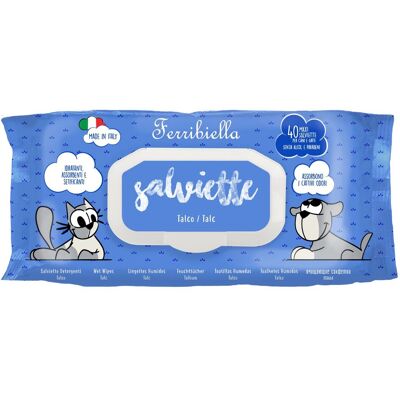 Ferribiella 1 CONFEZIONE da 40 pz Salviette Detergenti per Cani e Gatti Talco Ferribiella 1 CONFEZIONE da 40 pz Salviette Detergenti per Cani e Gatti Talco