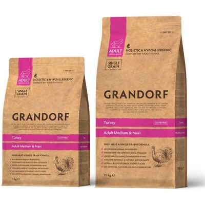 Grandorf - Dog Medium & Maxi Tacchino - Tacchino - 3KG - Cibo secco per cani Grandorf - Dog Medium & Maxi Tacchino - Tacchino - 3KG - Cibo secco per cani
