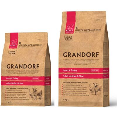 Grandorf Adult Agnello e Tacchino Medium & Maxi per Cani Adulti 3 Kg Grandorf Adult Agnello e Tacchino Medium & Maxi per Cani Adulti 3 Kg