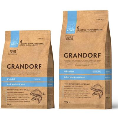Grandorf Adult White Fish Pesce Bianco Medium & Maxi per Cani 10 Kg Grandorf Adult White Fish Pesce Bianco Medium & Maxi per Cani 10 Kg