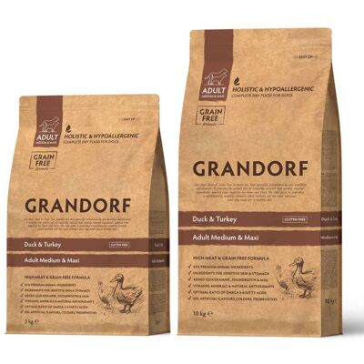 Grandorf Adult Grain Free Anatra e Tacchino Medium & Maxi per Cani Adulti 10 Kg Grandorf Adult Grain Free Anatra e Tacchino Medium & Maxi per Cani Adulti 10 Kg