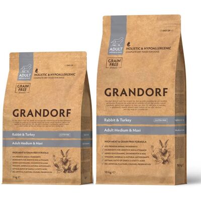 Grandorf Adult Grain Free Coniglio e Tacchino Medium & Maxi per Cani Adulti 3 Kg Grandorf Adult Grain Free Coniglio e Tacchino Medium & Maxi per Cani Adulti 3 Kg