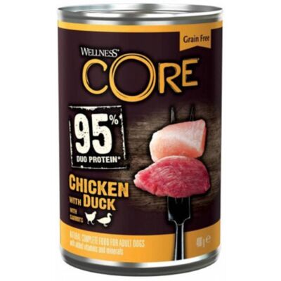 Cibo umido Wellness Core 95% - 400 g - Pollo e Anatra - Privato di cereali Cibo umido Wellness Core 95% - 400 g - Pollo e Anatra - Privato di cereali