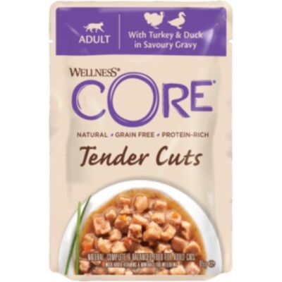Wellness® Core Wellness Core Bocconcini in Salsa per Gatti Tender Cuts Pollo Tacchino e Anatra 85 g Wellness® Core Wellness Core Bocconcini in Salsa per Gatti Tender Cuts Pollo Tacchino e Anatra 85 g