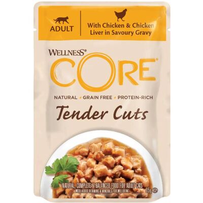 Wellness® Core Wellness Core Bocconcini in Salsa per Gatti Tender Cuts Pollo e Fegato 85 g Wellness® Core Wellness Core Bocconcini in Salsa per Gatti Tender Cuts Pollo e Fegato 85 g