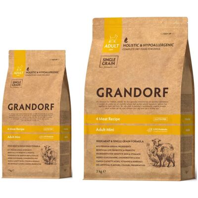 Grandorf Adult MINI Breeds 4 Carni per Cani Razze MINI 1 Kg Grandorf Adult MINI Breeds 4 Carni per Cani Razze MINI 1 Kg