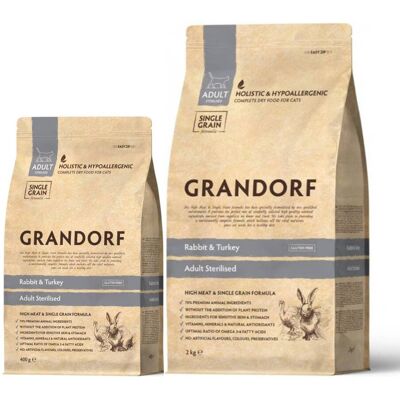 Cibo per gatti adulti sterilizzati con coniglio e riso integrale - Grandorf Cibo per gatti adulti sterilizzati con coniglio e riso integrale - Grandorf