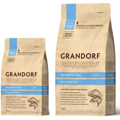 Grandorf Cat Adult Skin&Care Pesce Bianco e Tacchino per Gatti Adulti 400 gr Grandorf Cat Adult Skin&Care Pesce Bianco e Tacchino per Gatti Adulti 400 gr