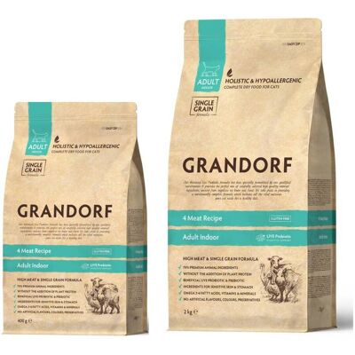 Grandorf Adult Indoor 4 Carni e Riso Integrale per Gatti Adulti Indoor 2 Kg Grandorf Adult Indoor 4 Carni e Riso Integrale per Gatti Adulti Indoor 2 Kg