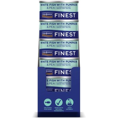 Fish4Dogs 12 x 85 g Finest Alimento Umido per Cani Pesce Bianco con Zucca e Piselli Fish4Dogs 12 x 85 g Finest Alimento Umido per Cani Pesce Bianco con Zucca e Piselli