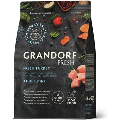 Grandorf Fresh Turkey Adult Mini Breeds con Tacchino e Patate Dolci per Cani Adulti di Piccola Taglia 1 Kg Grandorf Fresh Turkey Adult Mini Breeds con Tacchino e Patate Dolci per Cani Adulti di Piccola Taglia 1 Kg