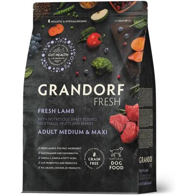 Grandorf Fresh Adult Medium & Maxi Breeds con Carne Fresca di Agnello e Patata Dolce per Cani Adulti 3 Kg Grandorf Fresh Adult Medium & Maxi Breeds con Carne Fresca di Agnello e Patata Dolce per Cani Adulti 3 Kg