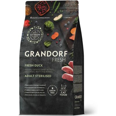 Grandorf Fresh Cat con Carne Fresca di Anatra e Patate Dolci per Gatti Sterilizzati o Anziani 2 Kg Grandorf Fresh Cat con Carne Fresca di Anatra e Patate Dolci per Gatti Sterilizzati o Anziani 2 Kg