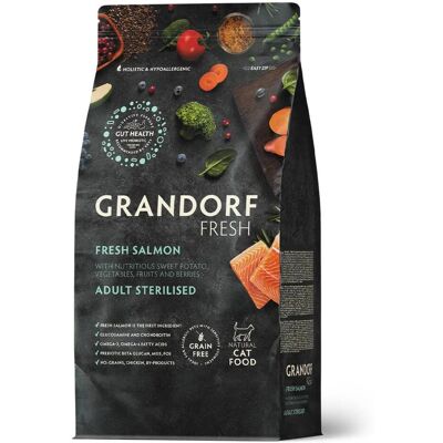 Grandorf Fresh Cat con Filetti di Salmone Fresco e Patate Dolci per Gatti Sterilizzati o Anziani 2 Kg Grandorf Fresh Cat con Filetti di Salmone Fresco e Patate Dolci per Gatti Sterilizzati o Anziani 2 Kg
