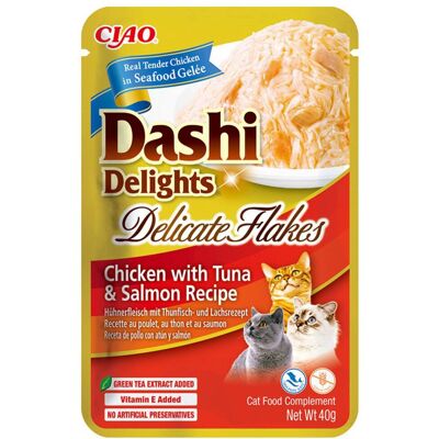 Dashi Delights Pollo tonno salmone - Fiocchi delicati 40g Dashi Delights Pollo tonno salmone - Fiocchi delicati 40g