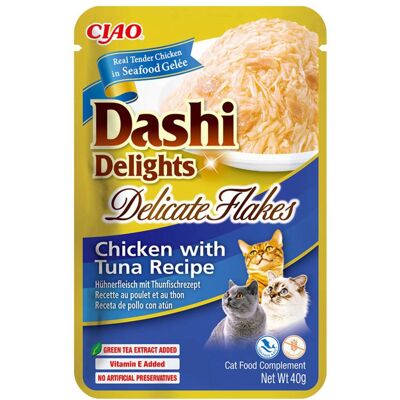 Dashi Delights Riccioli di Pollo con Tonno - Fiocchi delicati - 40g Dashi Delights Riccioli di Pollo con Tonno - Fiocchi delicati - 40g