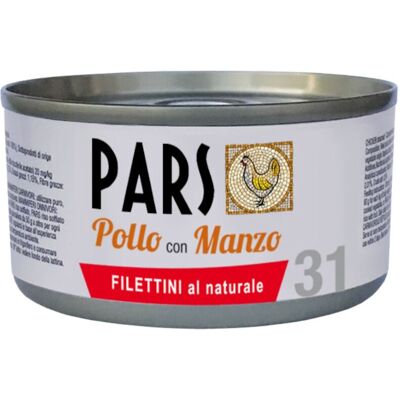 Pars 31 Filettini al Naturale di Pollo con Manzo 85 g per Gatti Pars 31 Filettini al Naturale di Pollo con Manzo 85 g per Gatti