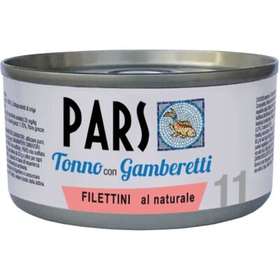 Pars 11 Filettini al Naturale di Tonno con Gamberetti 85 g per Gatti Pars 11 Filettini al Naturale di Tonno con Gamberetti 85 g per Gatti