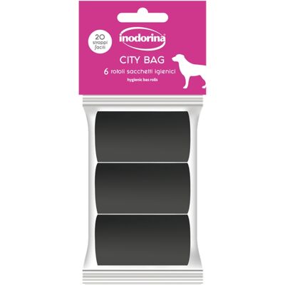 Inodorina Sacchetti Igienici City Bag Nero 6 Rotoli da 20 Sacchetti Inodorina Sacchetti Igienici City Bag Nero 6 Rotoli da 20 Sacchetti
