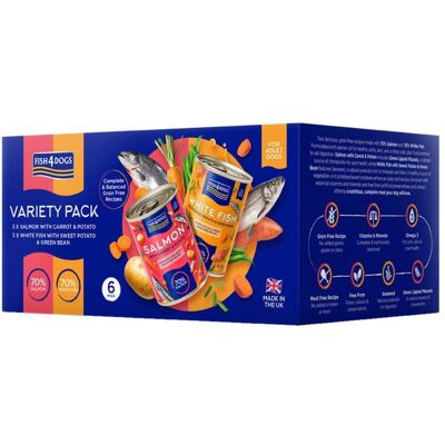 Fish4Dogs Multipack Finest Complete Umido Pesce e Verdure per Cani Adulti 6 Lattine da 395 g Fish4Dogs Multipack Finest Complete Umido Pesce e Verdure per Cani Adulti 6 Lattine da 395 g