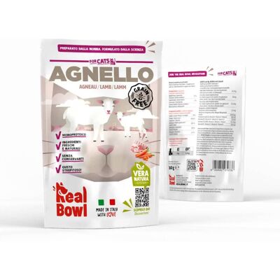 REAL BOWL 1 BUSTA x 80 g Alimento Completo per Gatti Agnello Senza Cereali Grain Free REAL BOWL 1 BUSTA x 80 g Alimento Completo per Gatti Agnello Senza Cereali Grain Free