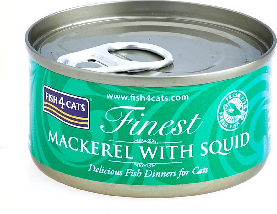 Fish4Cats Finest Filetti di Sgombro con Calamari Umido per Gatti 70gr