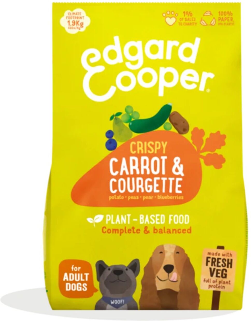 Edgard & Cooper Edgard & Cooper Crocchette Vegetali per Cani Adulti Carote e Zucchine Croccanti 2,5kg