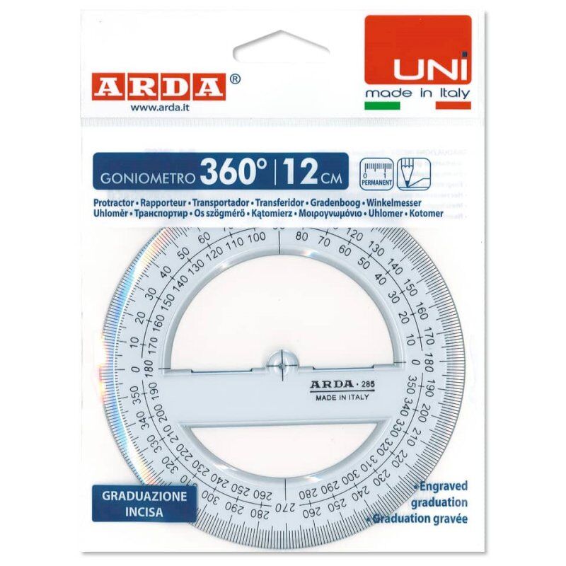 Arda Goniometro ARDA Linea Uni plastica termoresistente fumé ottico trasparente 360° 12 cm - 285SS