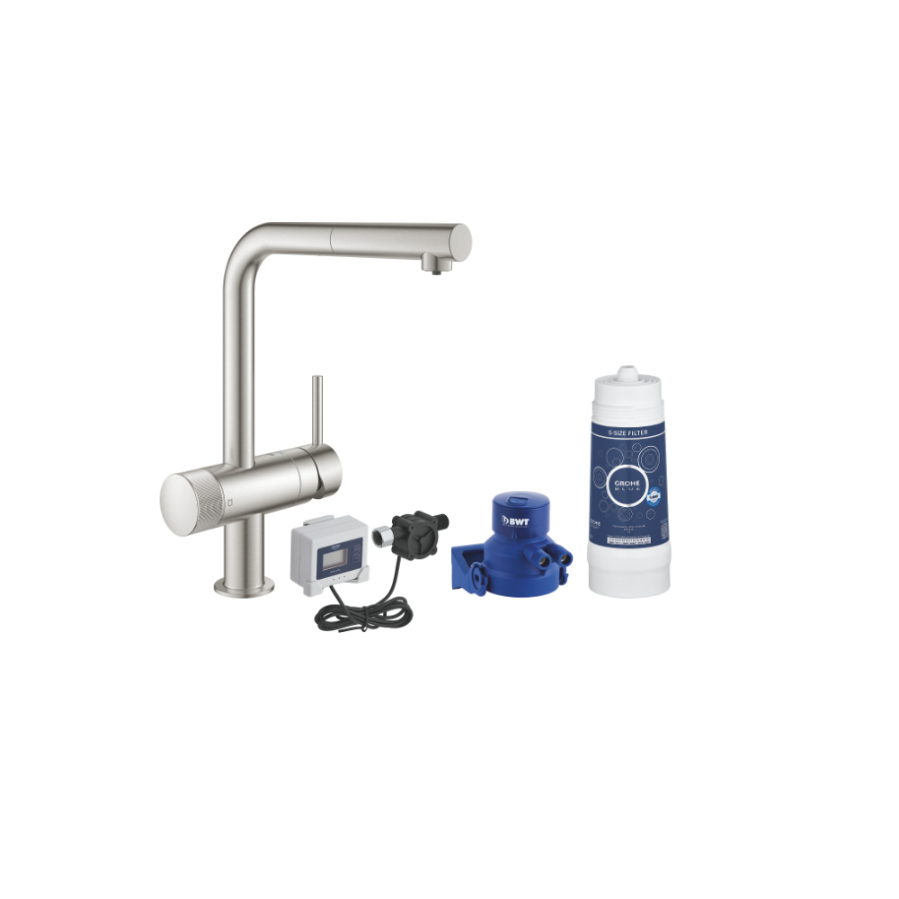 Grohe 120836  Blue Pure Minta Satinato Starter Kit Depuratore Acqua Potabile Con Doccia Estraibile