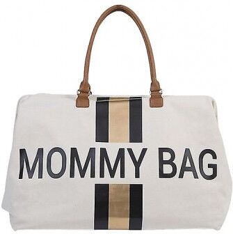 Childhome MOMMY Bag Borsa Fasciatoio Bianca Righe Oro / Nero