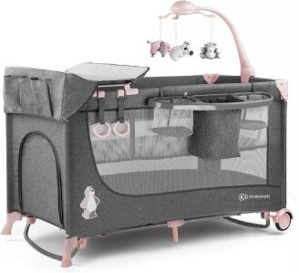 Kinderkraft Lettino da Campeggio Viaggio Pieghevole Joy Pink con Accessori