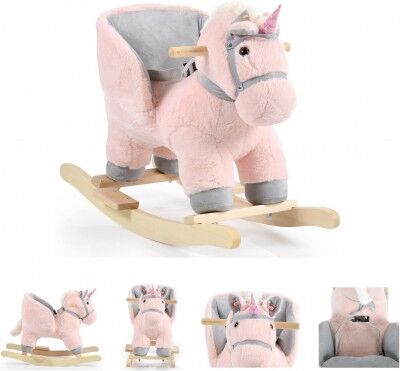 MONI Dondolo per Bambini in Legno UNICORNO ROSA