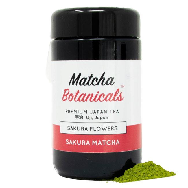 Matcha Botanicals Tè matcha -  Matcha ai fiori di ciliegio (Sakura) 40g Bottiglia di vetro 40 g
