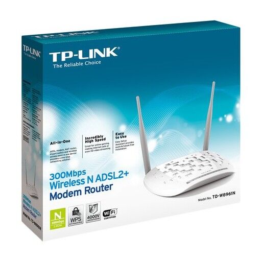 TP-Link Router Tp-Link Td-W8961n(Eu) Adsl2+ 300mbps Wireless N 802.11b/g/n Annex A, 4 Fe Lan, 2 Antenne Fisse