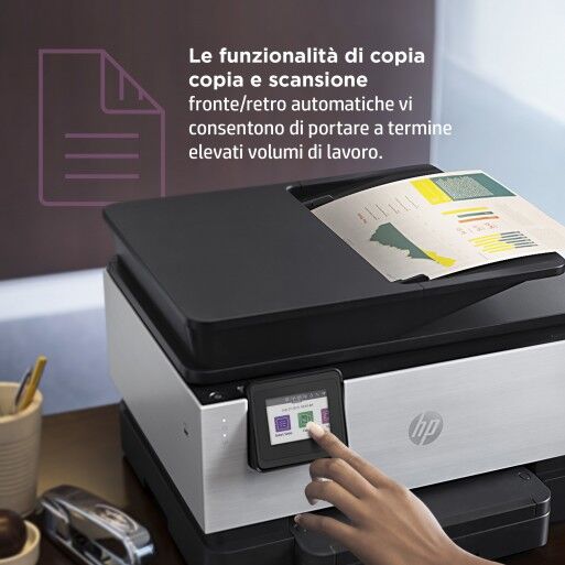 hp stampante multifunzione officejet pro 9019e, piccoli uffici, stampa, copia, scansione, fax, adf da 35 fogli stampa da porta u