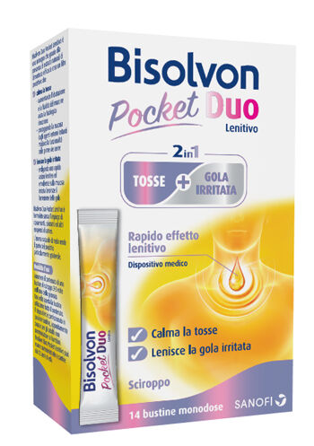 Sanofi Spa Bisolvon Duo Pocket Lenitivo Tosse + Gola Irritata A Base Di Miele E Altea 14 Bustine Monodose 10 Ml