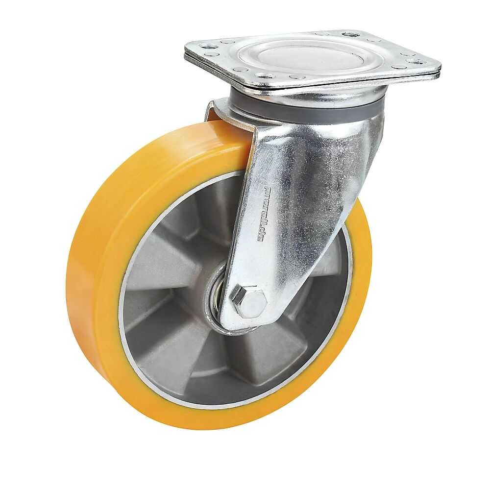 proroll ruota in pu su cerchione in alluminio, Ø x larghezza ruota 100 x 40 mm, rotella pivottante
