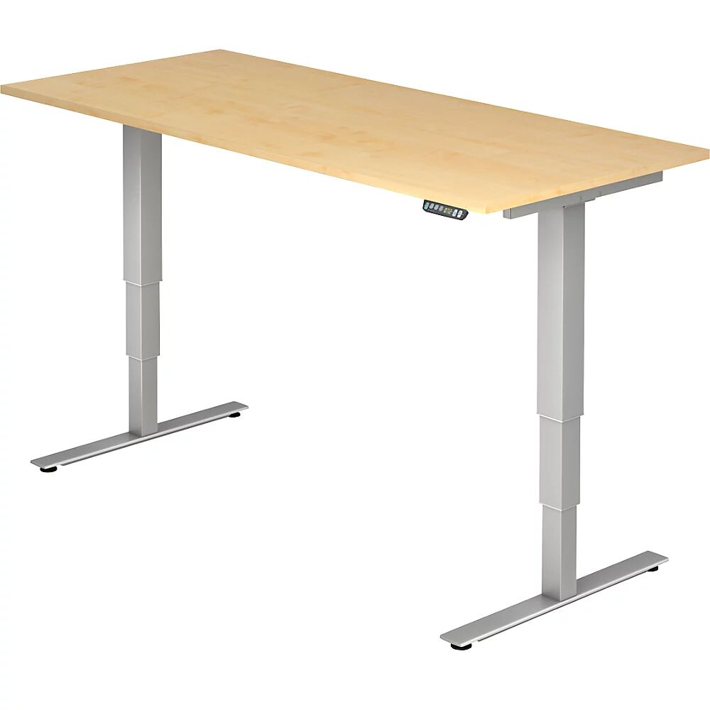 upliner-2.0 - scrivania per lavorare in piedi, con regolazione elettrica dell'altezza, basamento a t, larghezza 1800 mm, simil-acero