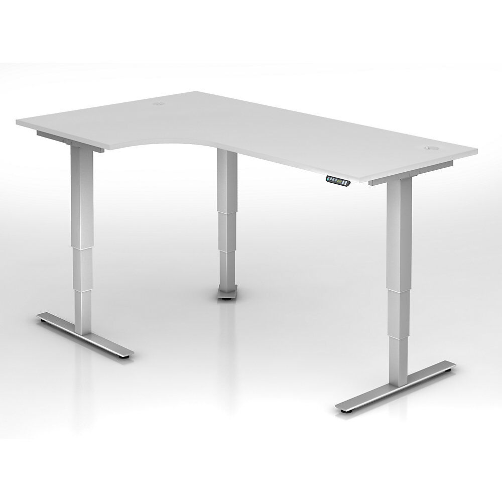 upliner-2.0 - scrivania per lavorare in piedi, con regolazione elettrica dell'altezza, forma angolare, larghezza 2000 mm, bianco