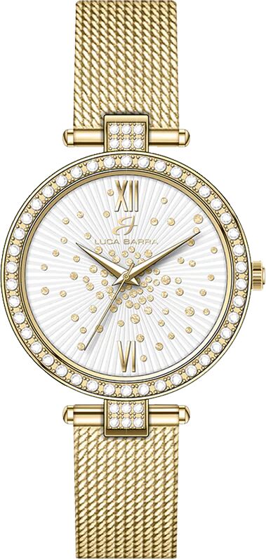 Luca Barra OROLOGIO DONNA IN ACCIAIO IP GOLD QUADRANTE BIANCO GHIERA CON CRISTALLI BIANCHI