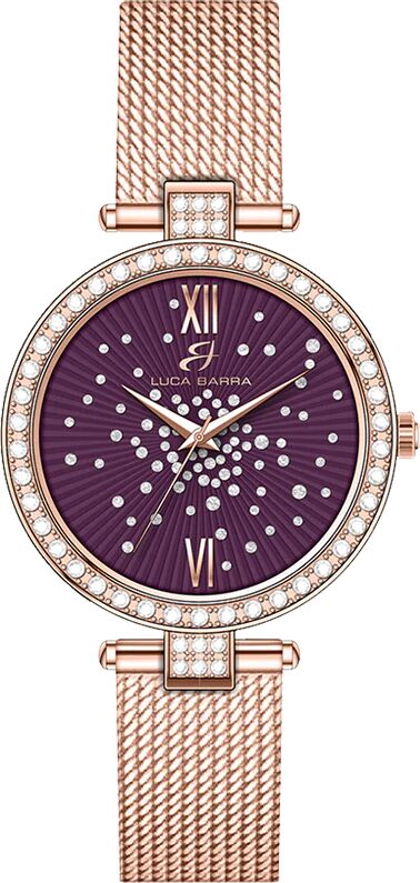 Luca Barra OROLOGIO DONNA IN ACCIAIO IP ROSE QUADRANTE VIOLA GHIERA CON CRISTALLI BIANCHI