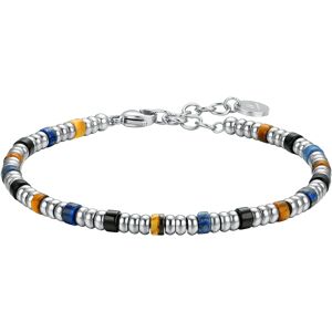 Luca Barra BRACCIALE UOMO IN ACCIAIO CON ELEMENTI SILVER E PIETRE MULTICOLOR