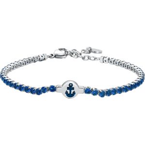 Luca Barra BRACCIALE TENNIS UOMO IN ACCIAIO ZIRCONI BLU